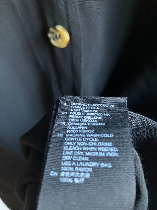 & Other Stories Black Flowy Long Sleeve Shirtdress Size 8 Mini Boho Minimalist - Picture 10 of 11